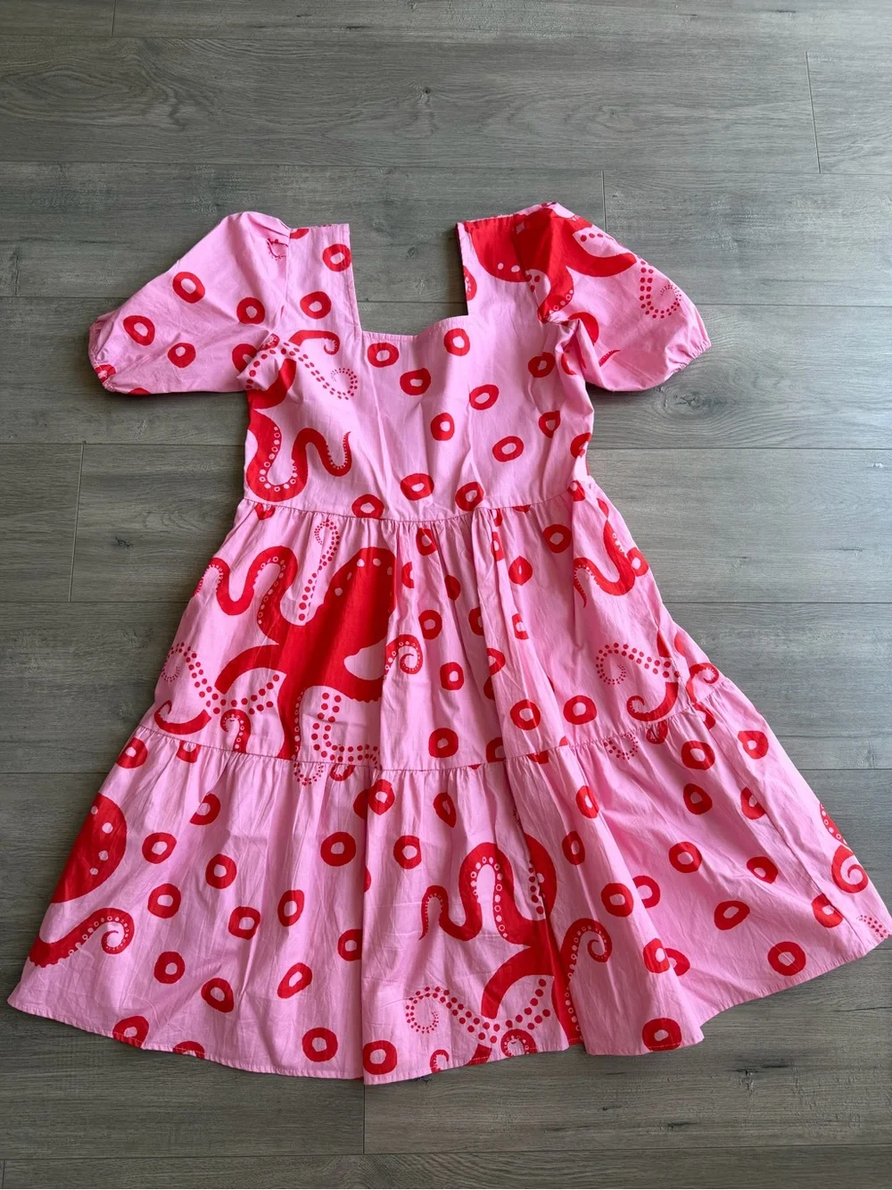 Maude Vivant pink & red octopus midi dress - size medium - Picture 4 of 4